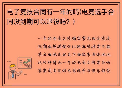 电子竞技合同有一年的吗(电竞选手合同没到期可以退役吗？)